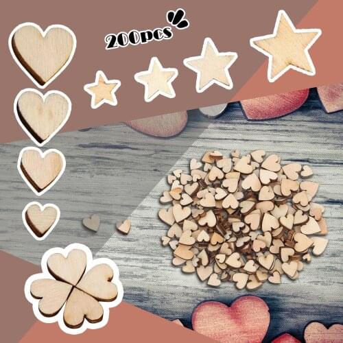 200pcs Mini Wooden Love Heart Wedding Table Scatter Diy Craft Accessories Rustic Wedding Party Diy Decorations #WT