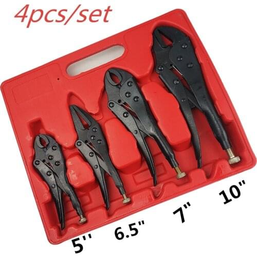 4Pcs/set Locking Pliers Gourd Mouth Straight Jaw Lock Mole Plier High Carbon Steel Wear Resistant Vise Grip Clamping Hand Tools