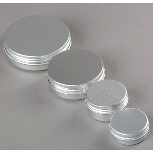 5PCS Cosmetic jar 15g 30g 60g 100g Aluminium Metal Cream Jars with screw lid Silver tin container bottle candle can empty box