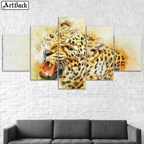 5d diamond painting leopard full square drill animal 5 spell painting living room decoration diamond mosaic big cat crafts