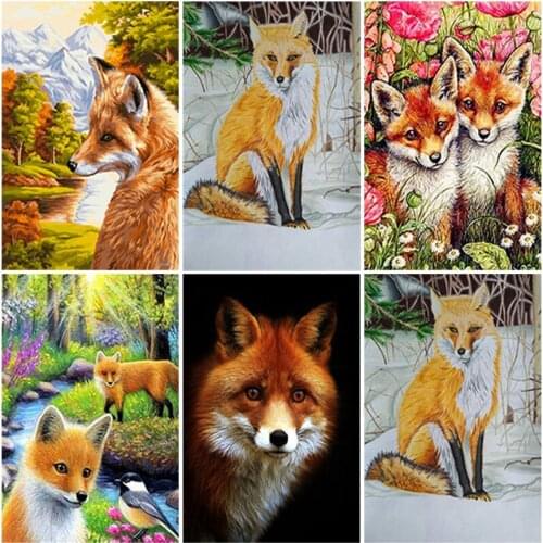 5D DIY Diamond Painting Fox Animal Diamond Embroidery Full Round/Square Cross Ctitch Rhinestones Diamond Embroidery Home Decor