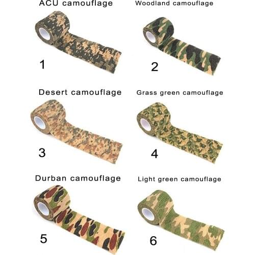 6 Rolls/LOT Self-adhesive Non-woven 5cmx4.5m Camouflage tape Waterproof Stealth Tape Multi-function outdoor tools