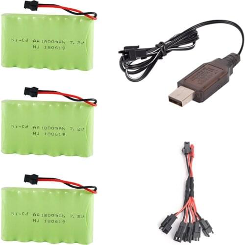 7.2V 1800mah NI-CD Battery with USB charger 5in1 cable set for RC toy Car Boat RC toy model 7.2v NI-CD Battery free shipping