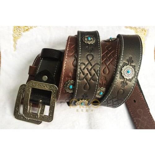 Free Shipping,2017 Mongolia new style natural 100% cow leather,buckle belt.men brand genuine leather fashion vintage belts
