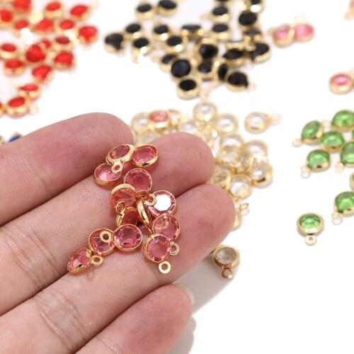 20pcs Stainless Steel Gold Tone 6.5mm Width Charm Colorful Beads Pendants Connectors Accessories For DIY Jewelry Making Findings