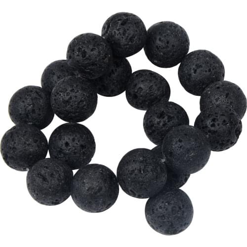 Wholesale 20mm Black Lava Natural Stone Beads For Women Necklace Bracelets Jewelry Making