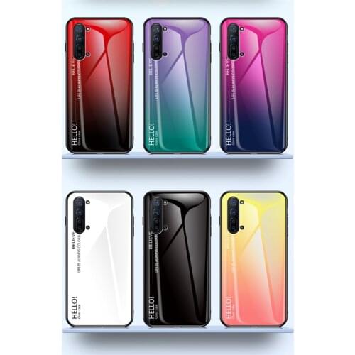 Oppo Reno 3 Pro Case Gradient Tempered Glass Case For Oppo Reno3 Pro Soft Edge TPU Back Cover For Oppo Reno3 Phone Funda Shells