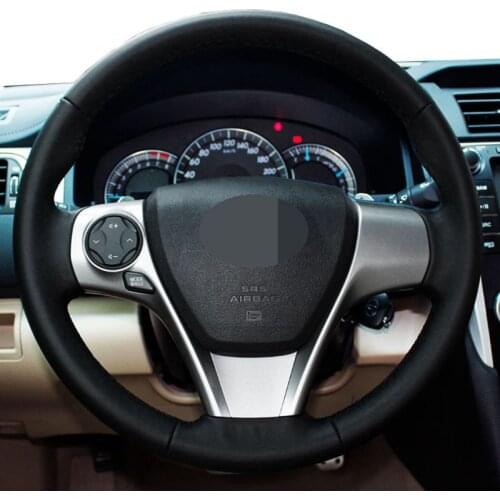 Black Genuine Leather Hand-stitched Car Steering Wheel Cover For Toyota Venza 2012-2017 Camry (US) 2012 - 2014