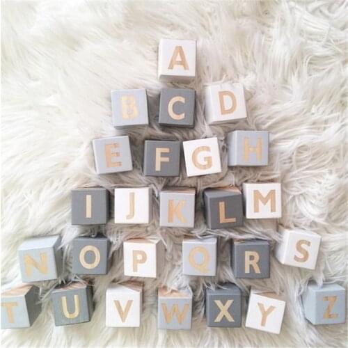 1pc English Letters Wooden Baby Toy Standing Nursery Alphabet Word Baby Name Blocks Birthday Gift