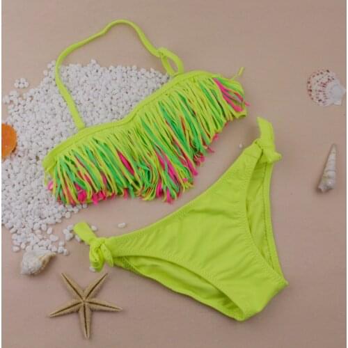 2020 New Summer Children Split Bikini Children Swimwear Tassel Baby Kids Biquini Infantil Swimsuits Bikini Girl Bathing Suit