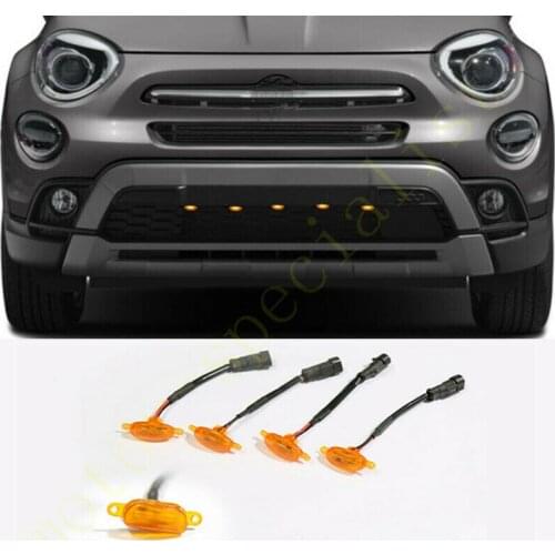 For Fiat 500X 2016-2021 LED Car Front bumper Grille LED Amber Light Raptor Style Light Kit Decor W/ Wire Speed