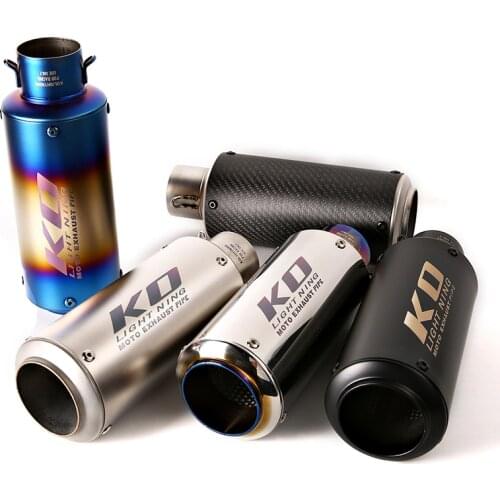 KO Motorcycle 38-51mm Exhaust Muffler Pipe Universal Dirt Bike ATV Escape Removable DB Killer Silencer Carbon Stainless Steel