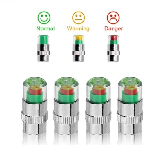 4pcs Car Tire Pressure Gauge Indicator Alert Monitoring Valve Cap Sensor Tire Pressure Indicator External Valve Detection