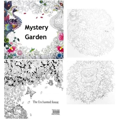 English Adult mystery Garden Treasure Hunt Coloring Painting Book