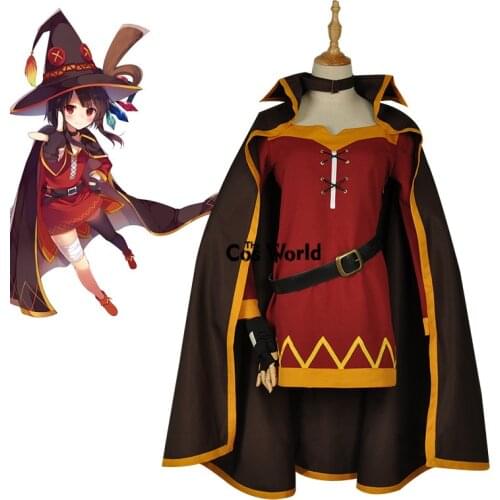 KonoSuba Gods Blessing on This Wonderful World Megumin Cloak Dress Uniform Outfit Anime Cosplay Costumes