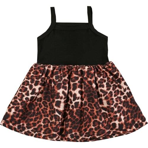 Citgeett Summer Infant Baby Girls Dress Square Neck Sleeveless Leopard Printed One-Piece Patchwork Clothes