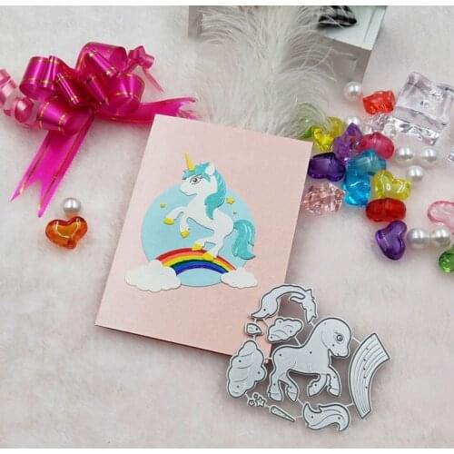 Lovely Unicorn Birthday Flower Metal Cut Dies Stencils For Scrapbooking Stamp/photo Album Decorative Embossing DIY Paper Cards