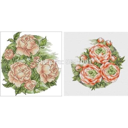 Two-color peony patterns Counted Cross Stitch 11CT 14CT 18CT DIY Chinese Cross Stitch Kits Embroidery Needlework Sets