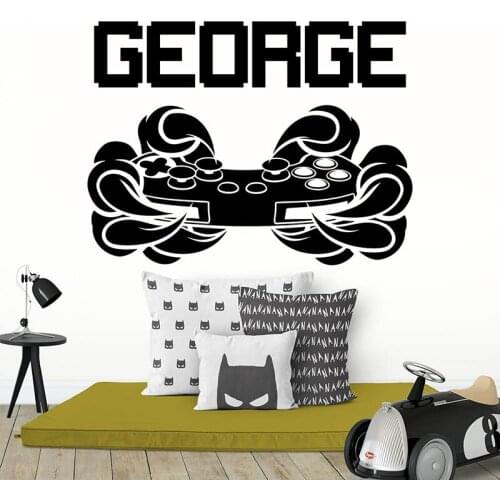 Personalized name wall decal gamer decal kids room decor controller video games sticker game room decor custom C5070