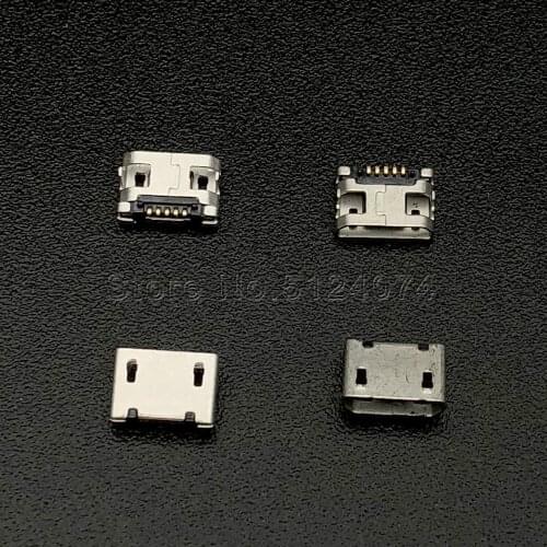 50pcs/lot Copper Micro USB socket MK5P 5P 5pin SMT microusb interface with positioning column flat mouth SMD Android data