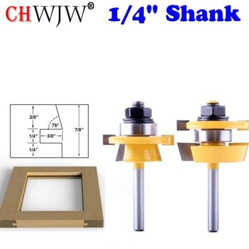 2PC 1/4" Shank Rail & Stile Router Bit Set - Shaker door knife Woodworking cutter Tenon Cutter for Woodworking Tools
