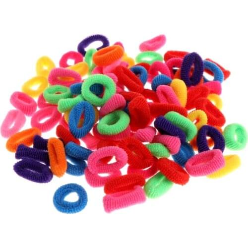 100Pcs Kids Girl Colorful Elastic Hair Tie Band Rope Ring Band Ponytail Holder GXMB