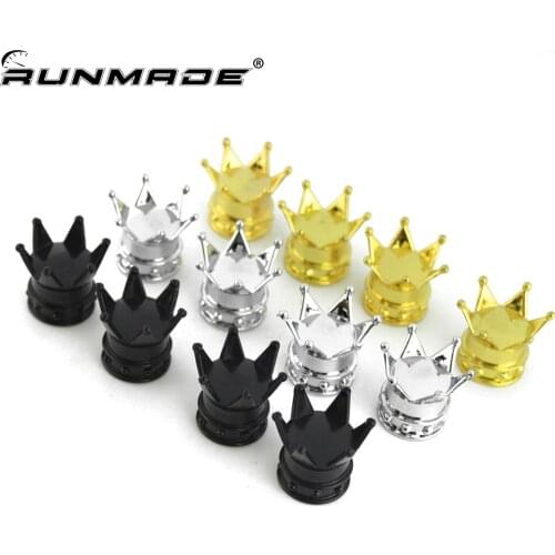 Runmade 4pcs/lot Universal Crown Style Car Tire Air Valve Stem Caps Dust Covers For Truck Motorcycle Bike Car Styling