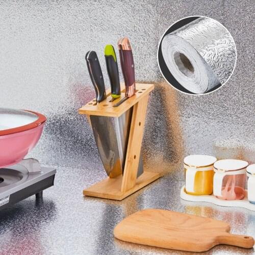 8m/10m Kitchen Self-Adhesive Film Aluminum Foil Oil-Proof and Waterproof Stove Cabinet Self-Adhesive Wall Stickers DIY Wallpaper