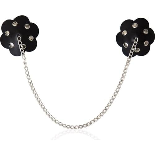 Nipsticks Petal Leather Nipples With Chain Chest Stickers Couple Health Products Iron Chain Silicone