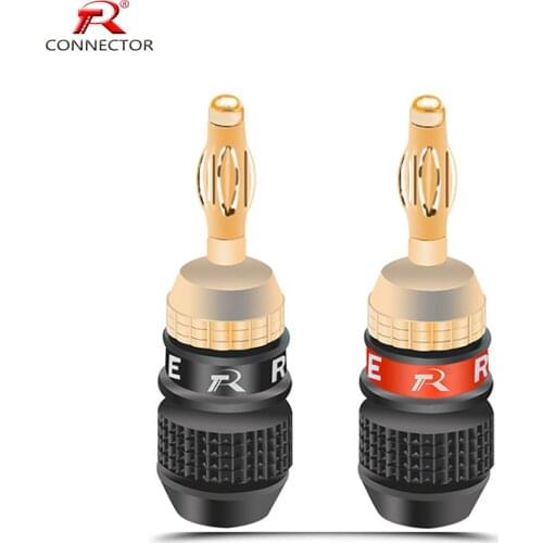 2pcs/1pair 4mm Banana Plug Connector Screws-Type Banana Jack Head Black and Red Color