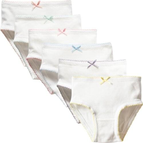 6 Pcs Little Girls Underwear Bowknot Cotton Teen Panties Pack Kids Briefs Child Soft Young Girl Pants 2-16Years