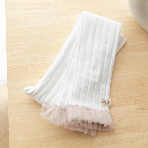 Spring 2021 Baby Casual Leggings Clothing For Girls Cute Cotton Leggings With Vertical Pattern Lace And Bow All-match Clothes