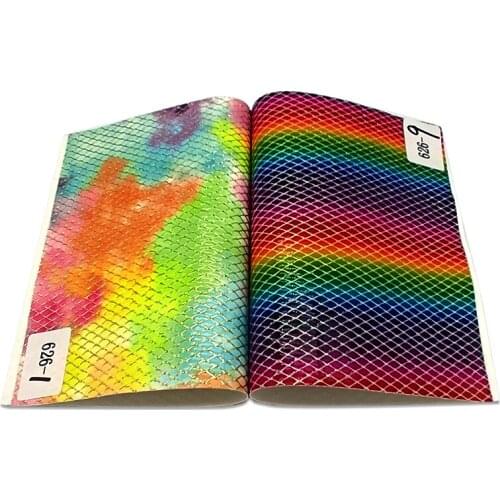 Diamond Mesh Cloud Iridescent Rainbow Design PU Faux Waterproof Leather Fabric Sheet for Shoe/Bag/Handbag/Earring/Crafts