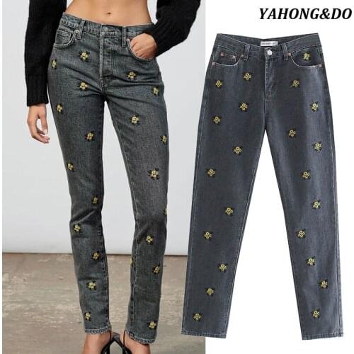 Женские джинсы с вышивкой YAHONG&DO China At AliExpress