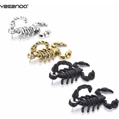 1 PCS Brincos Jewelry Punk Gold Black Silver Color Bizarre Animal Scorpion Stud Earrings For Women