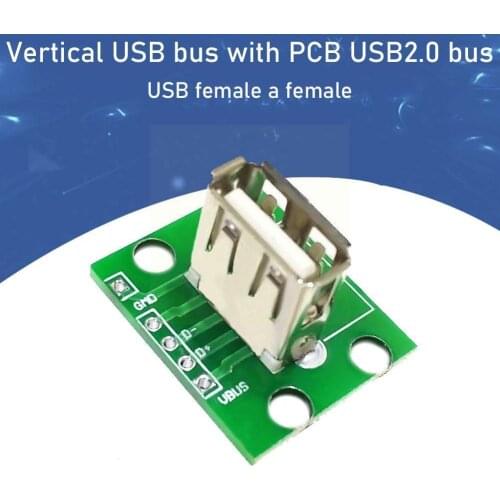 1Pc Vertical USB Female Adapter Board Micro USB 2.0 Converter 2.54mm Connector Adapter PCB Cable Board Adapter Breakout Dat X1C0