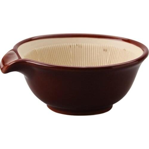 1PC Japan Ceramic Mortar Suribachi Bowl Porcelain Ripple Ridge Bowl Tableware Household Decoration Ornament