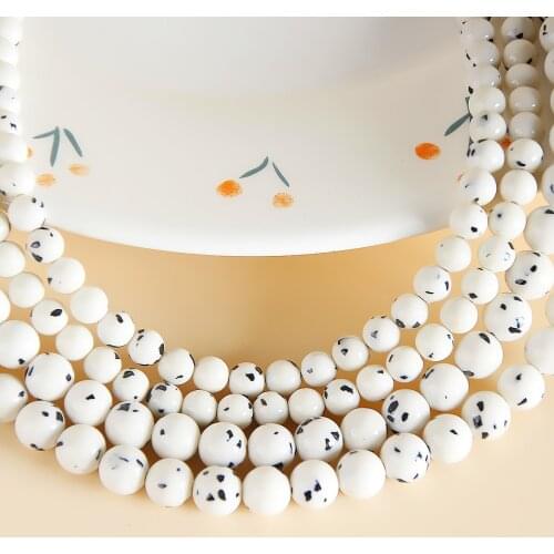 Fresh black and white polka dot acrylic beads DIY handmade hair jewelry earrings bracelet necklace accessory materials 1PCS