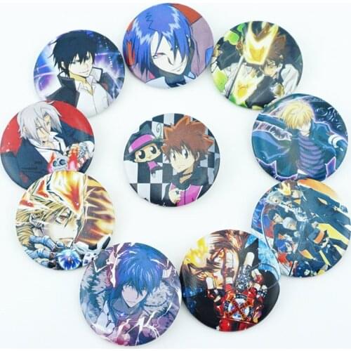 10Pcs/Set Anime Hitman Reborn Sawada Tsunayoshi Figure Pins Brooches Badges Chest Ornament Cosplay Bag Clothing Accessoies Gift