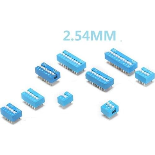 10pcs/lot DIP Switch Slide Type Blue 2.54mm Pitch 2 Row DIP Toggle switches 2 \ 3 \ 4 \ 5 \ 6 \ 8 Positions 06