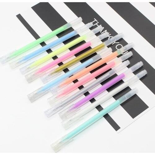 12pcs Color Highlighter Gel Pen DIY Graffiti Drawing Mark Pen Neutral Fluorescent Children Gift Student Stationery