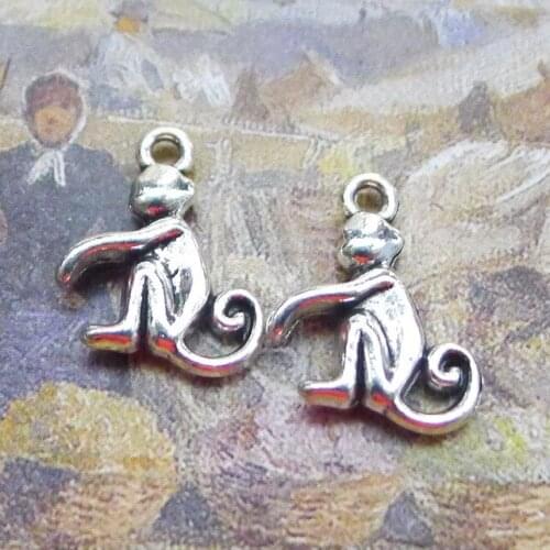 20PCS/Lot 11mm*16mm Pendant Antique Silver Color Monkey Charms For DIY Jewelry Making Handmade Craft