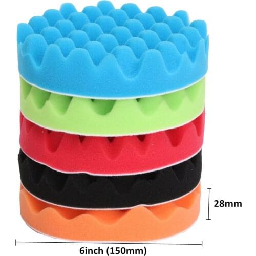 5Pcs 6 Inch Waxing Buffing Sponge Pad Polishing Rubbing Ruber Scouring Pad Power Scrub All Purpose For Car Repair Auto Care