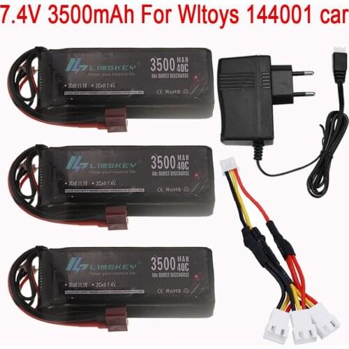 7.4v battery for Wltoys 144001 Car Upgraded 2s 7.4V 3500mAh Lipo Battery T Plug For Wltoys 1/14 144001 RC Car Boat Battery Parts
