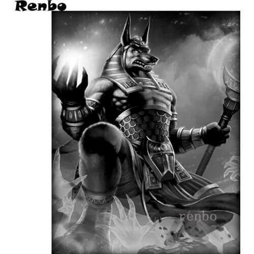 Diamond Painting 5D Anubis Egypt Picture Art Diamond Embroidery Full Square Round Drill Mosaic Cross Stitch Kit Wall Decoration