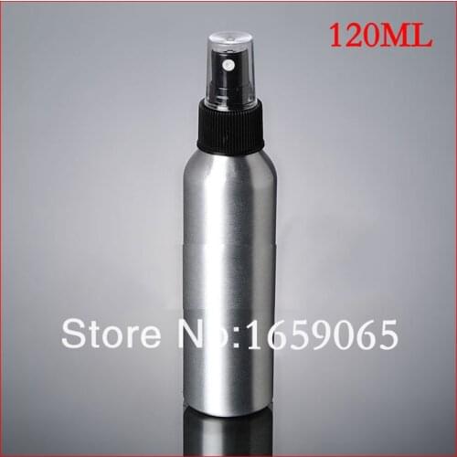 120ml Aluminium bottle pump sprayer bottle black pump spray head Aluminum metal bottle Refillable bottle mist sprayer 100pcs/lot
