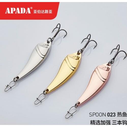 APADA Spoon 023 FanaticTreble Hook 5g-10g-15g 40-48-56mm Feather Metal Spoon Multicolor Fishing Lures