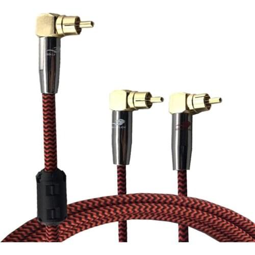 Hifi Audio Cable RCA to 2 RCA Splitter Cable for Amplifier Decoder Subwoofer Speaker Hifi Angle RCA Y Cable 1M