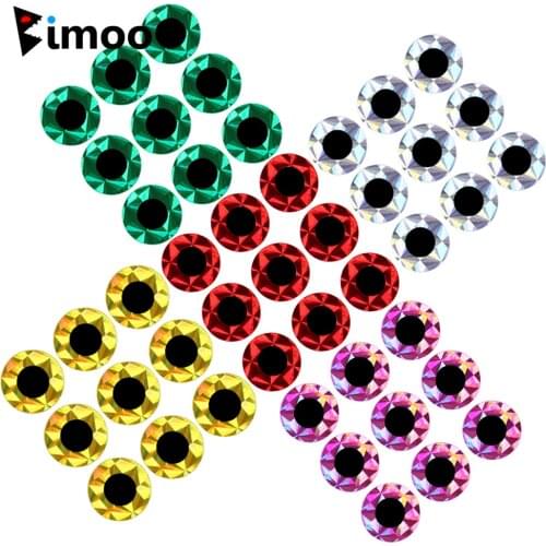 Bimoo 100pcs 2D Metal Jigs Lure DIY Eyes Holographic Flat Fishing Fly Eyes Sticker for Slow Jigging Fishing Lure Baits 3mm-12mm