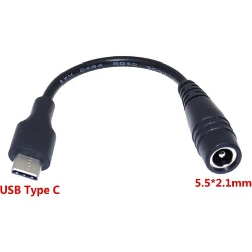 DC5.5 x 2.1 mm Female jack to Type-C USB 3.1 Male Plug Micro usb male DC Power Connector Adapter DC to Type c male 10cm